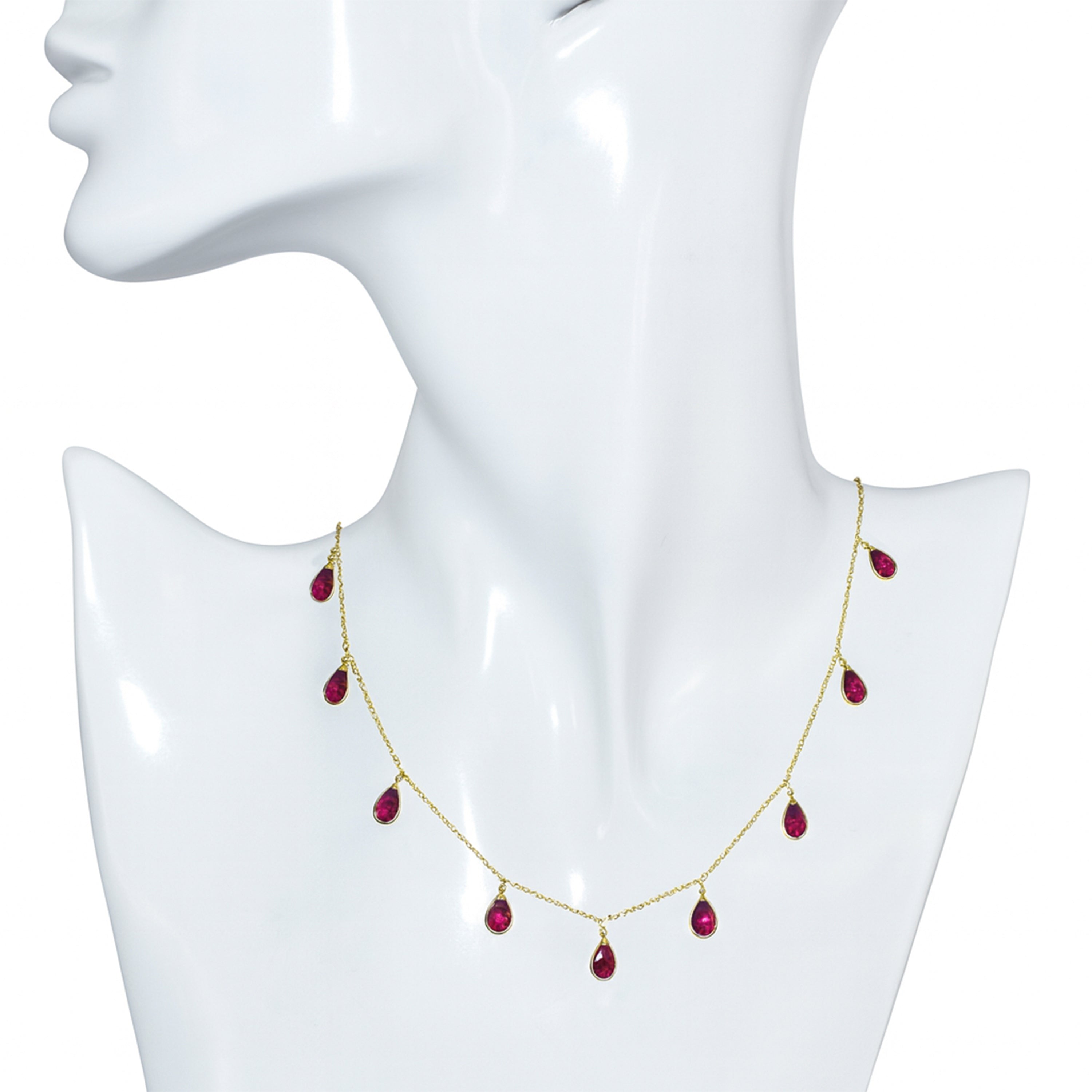 14k Pear Shaped Dangle Ruby Necklace