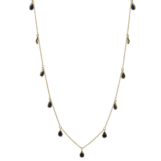 14k Multi Drop Sapphire Necklace