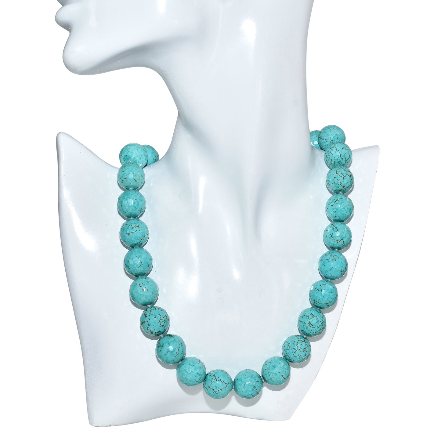 14k Faceted Turquoise Bead Round Knotted Necklace