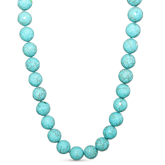 14k Faceted Turquoise Bead Round Knotted Necklace