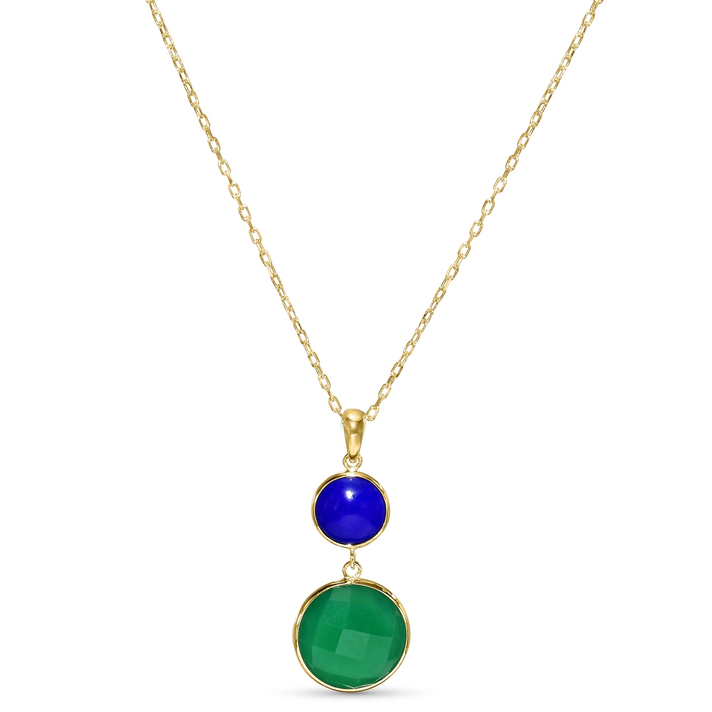 14k Lapis Green Onyx Pendant Necklace