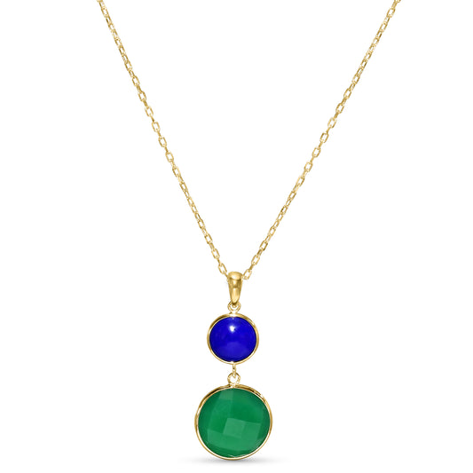14k Lapis Green Onyx Pendant Necklace