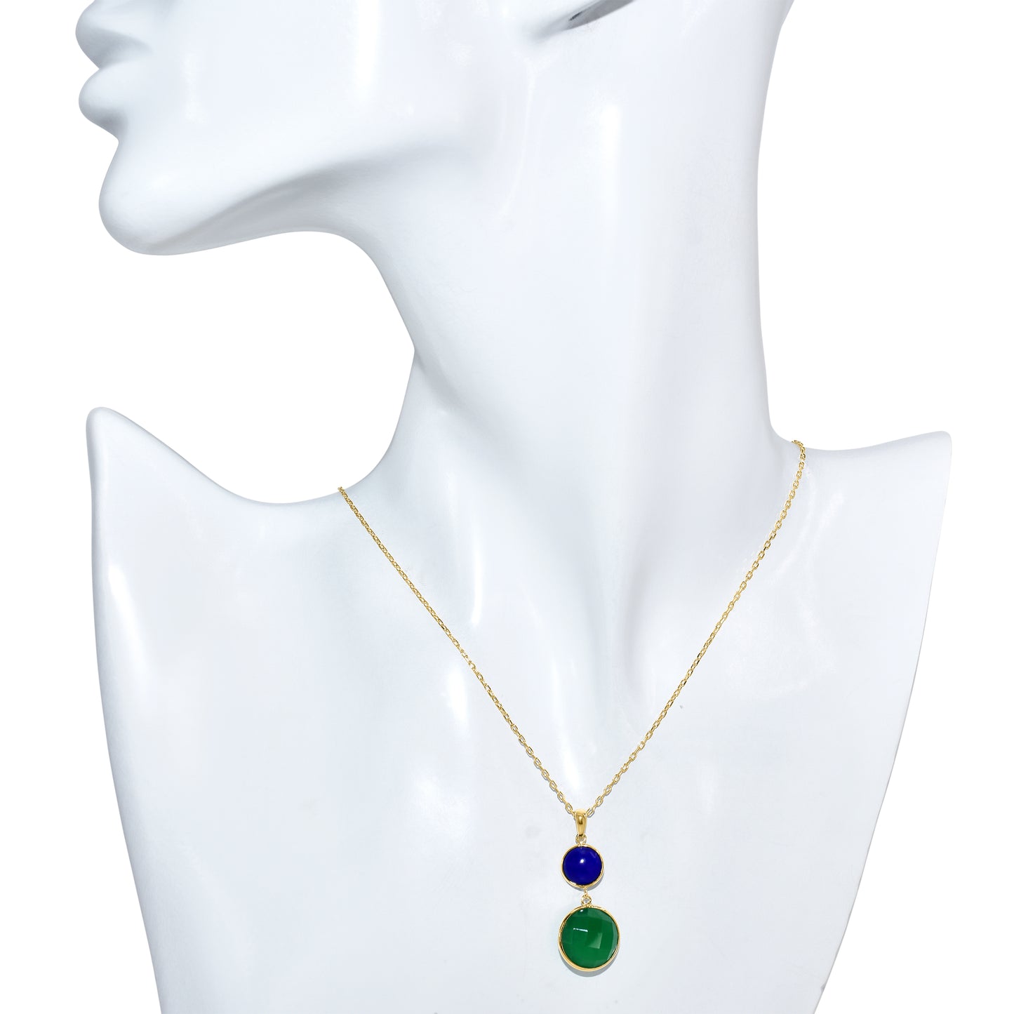 14k Lapis Green Onyx Pendant Necklace