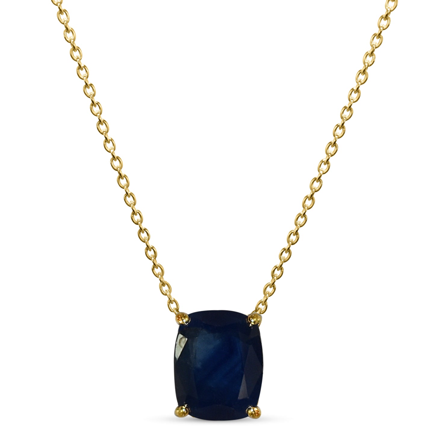 14k Sapphire Rectangle Shape Necklace