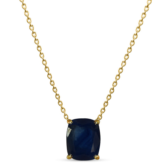 14k Sapphire Rectangle Shape Necklace