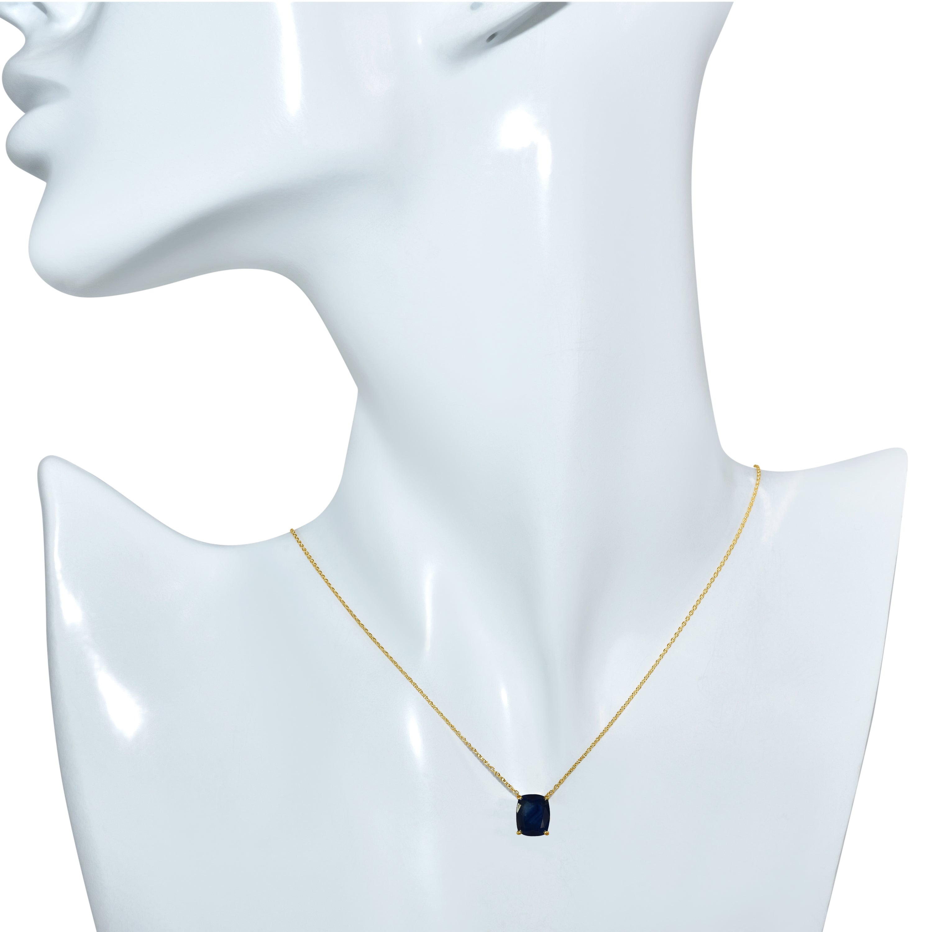 14k Sapphire Rectangle Shape Necklace