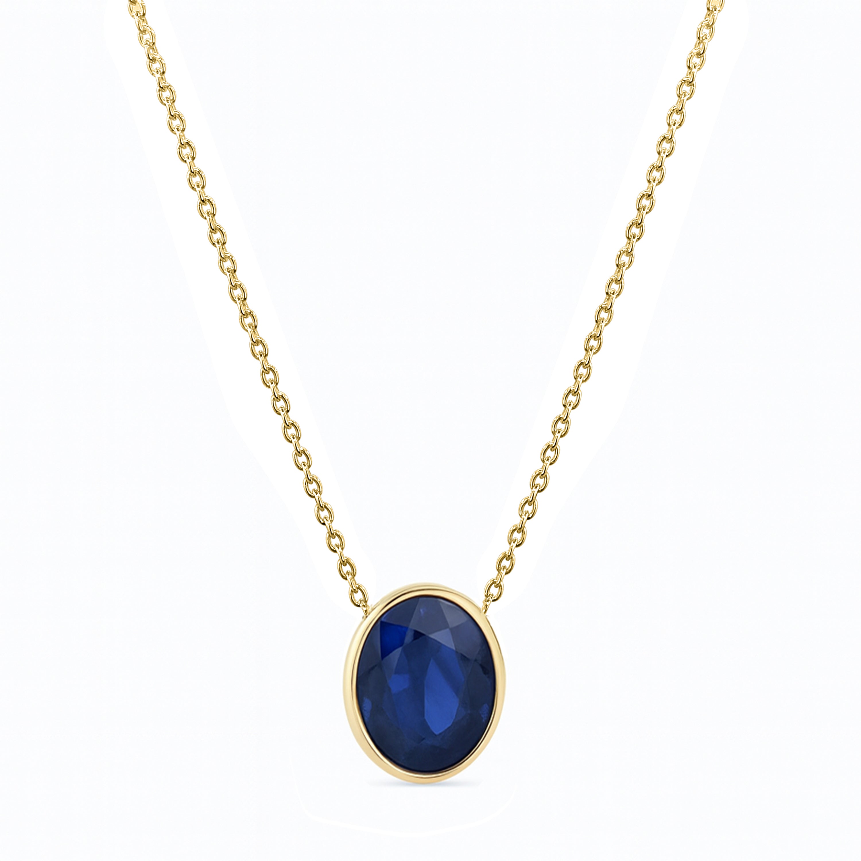 14k Sapphire Oval Bezel Necklace