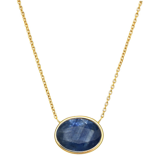 14k Sapphire Oval Bezel Necklace