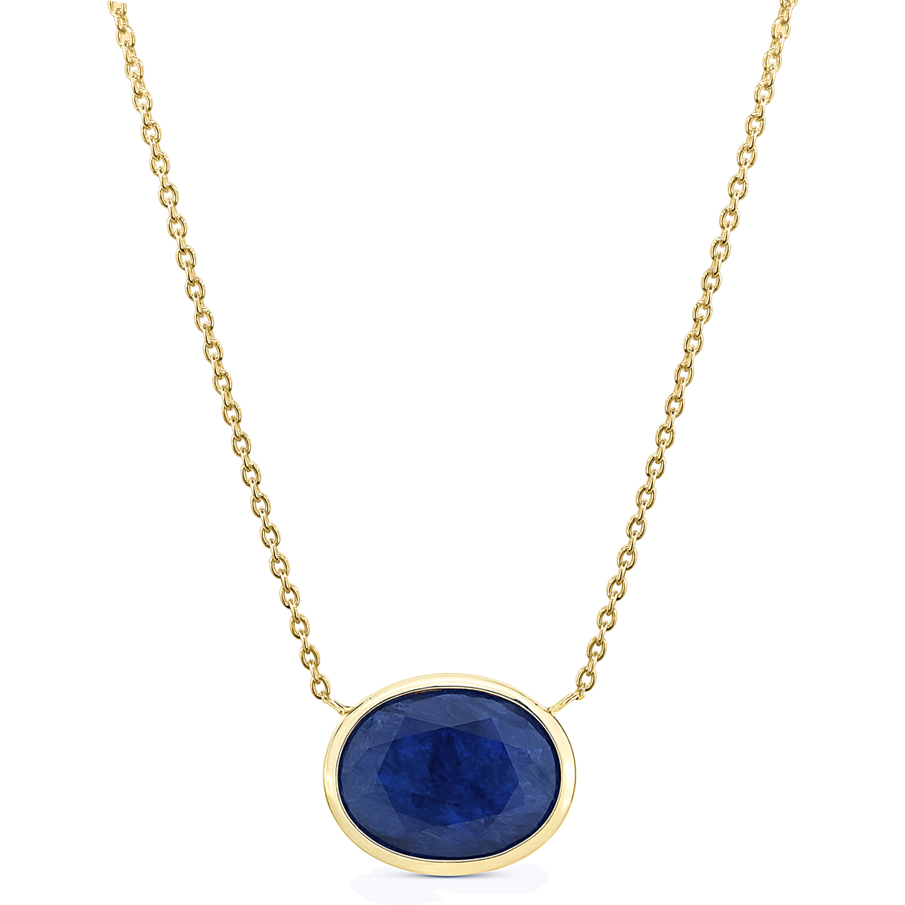 14k Sapphire Oval Bezel Necklace