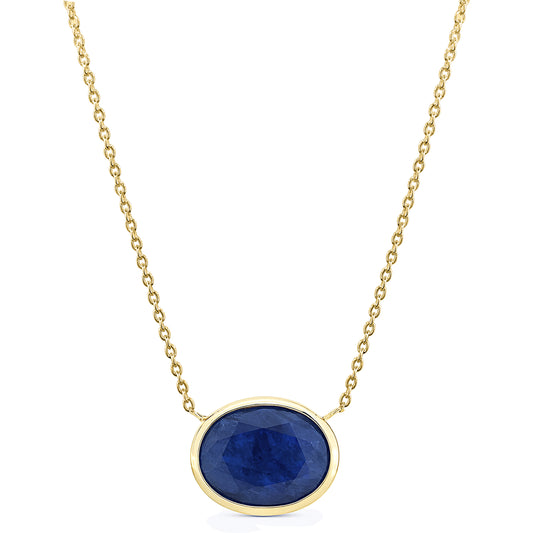14k Sapphire Oval Bezel Necklace