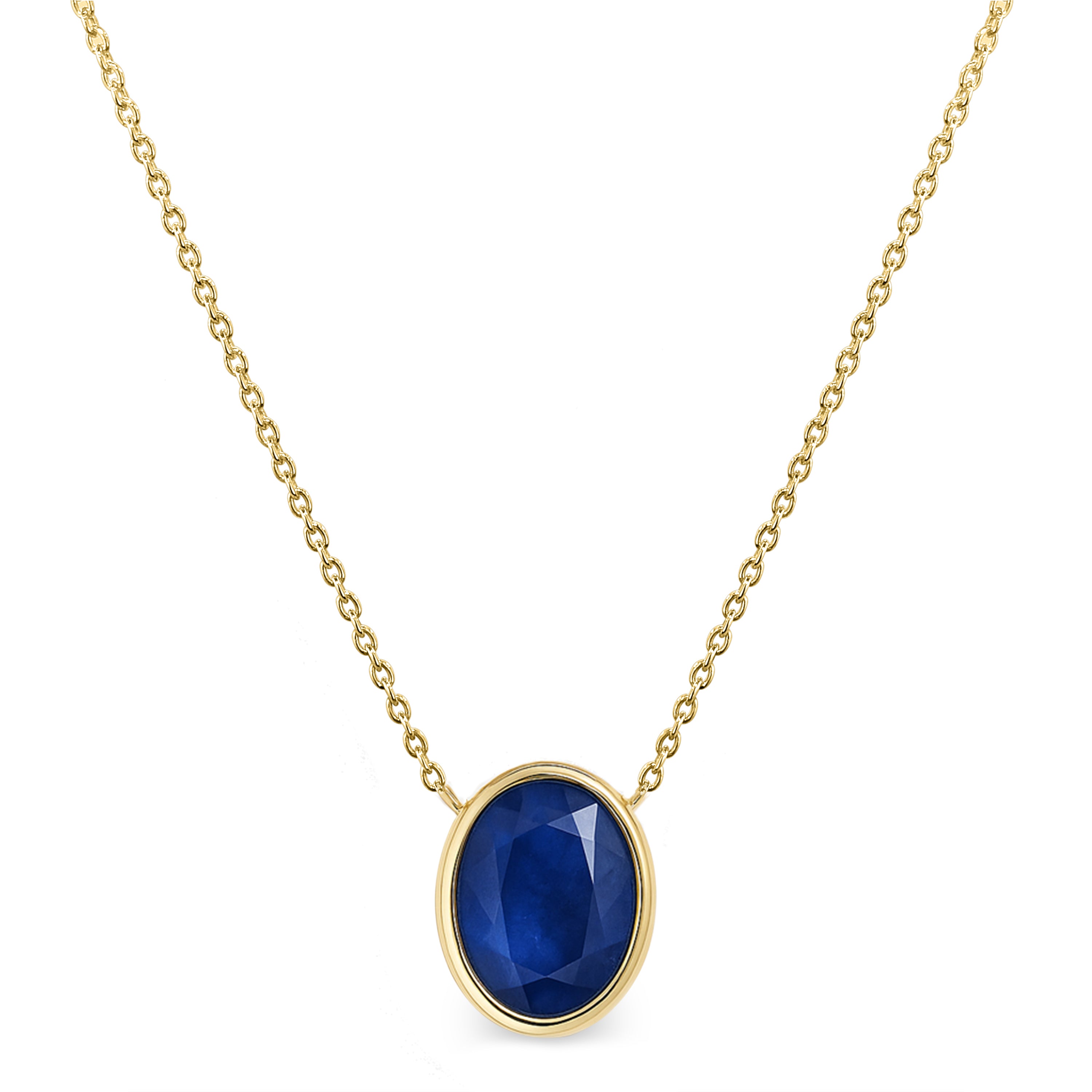 14k Sapphire Oval Bezel Necklace