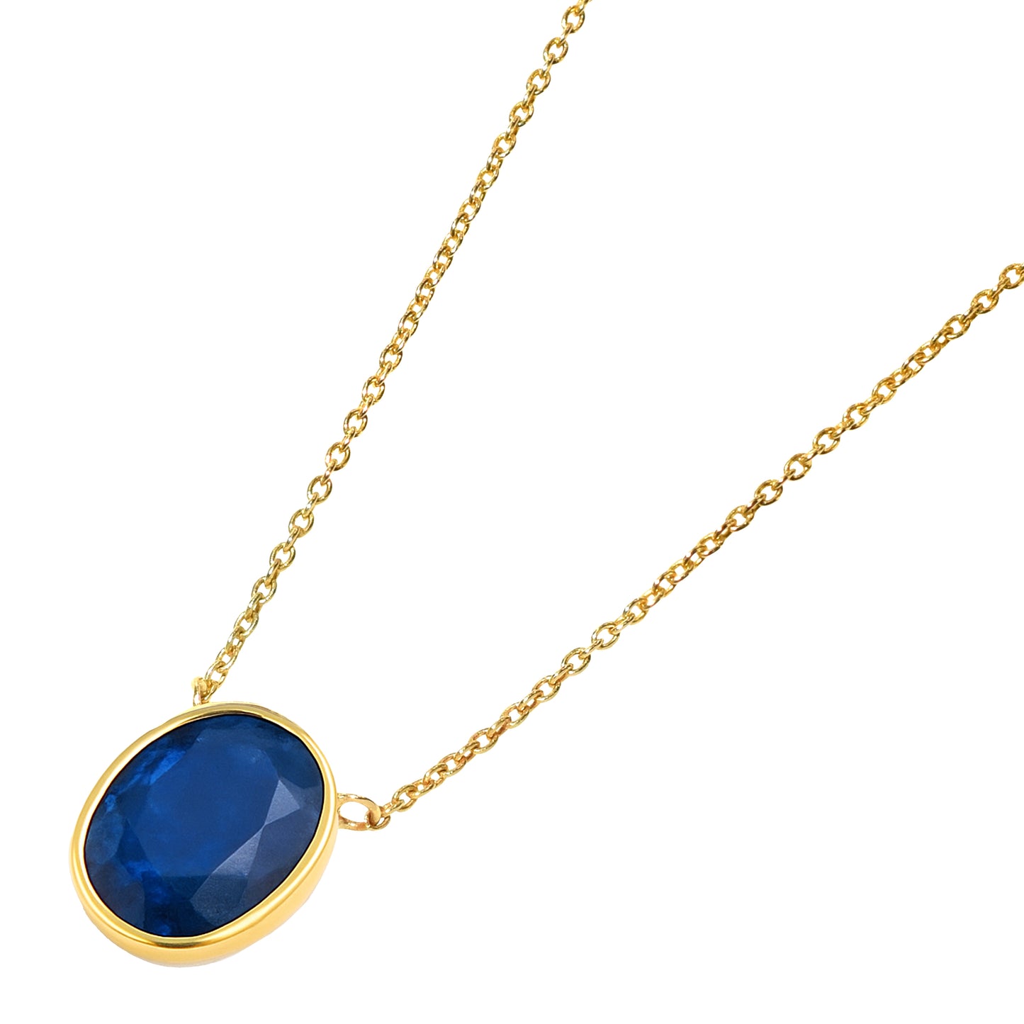 14k Sapphire Oval Bezel Necklace