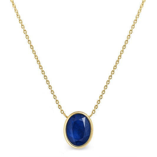 14k Sapphire Oval Bezel Necklace