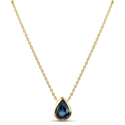 14k Sapphire Pear Shape Necklace