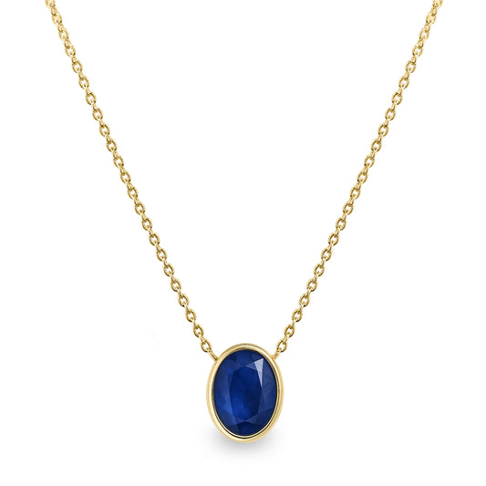 14k Sapphire Oval Shape Necklace
