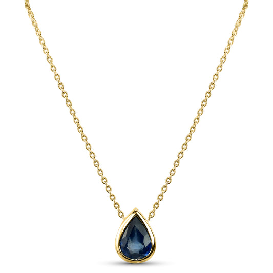 14k Sapphire Pear Shape Necklace
