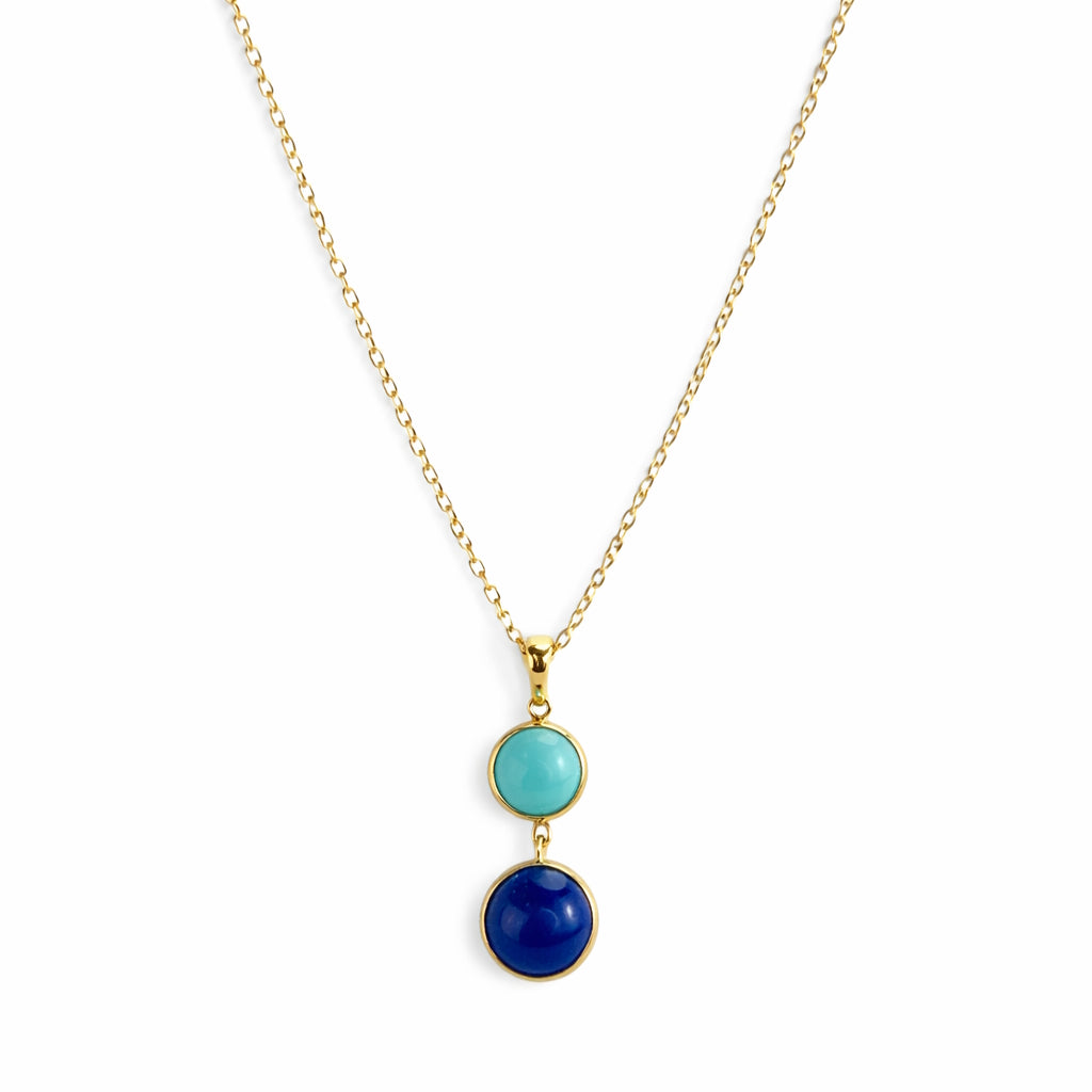 14k Turquoise Lapis Pendant Necklace