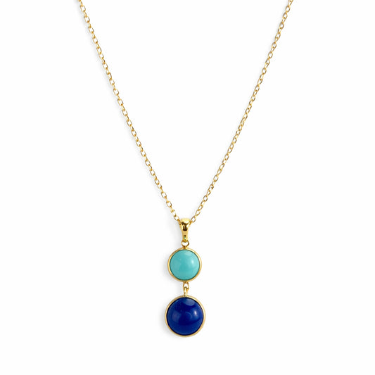14k Turquoise Lapis Pendant Necklace