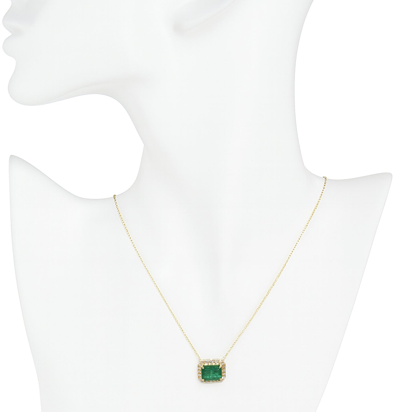 14k Emerald Diamond Emerald Cut Necklace