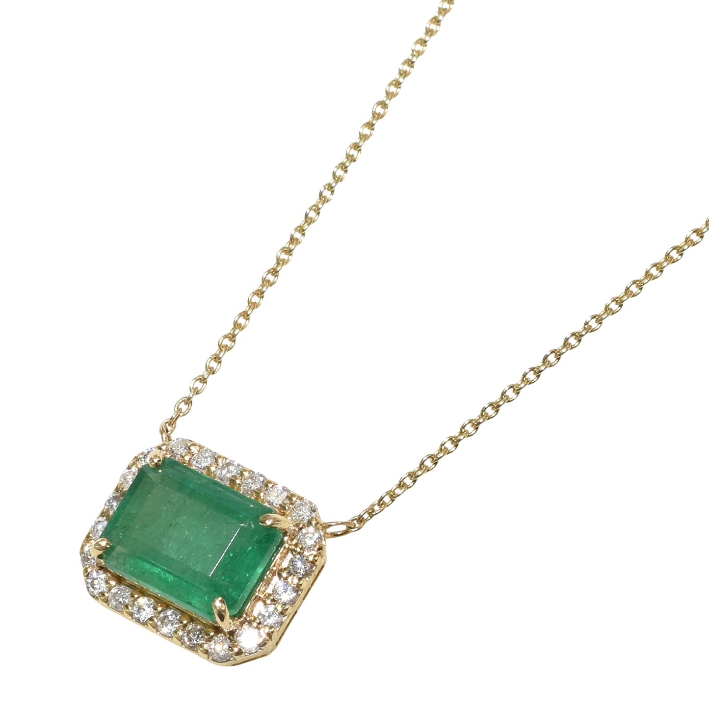 14k Emerald Diamond Emerald Cut Necklace