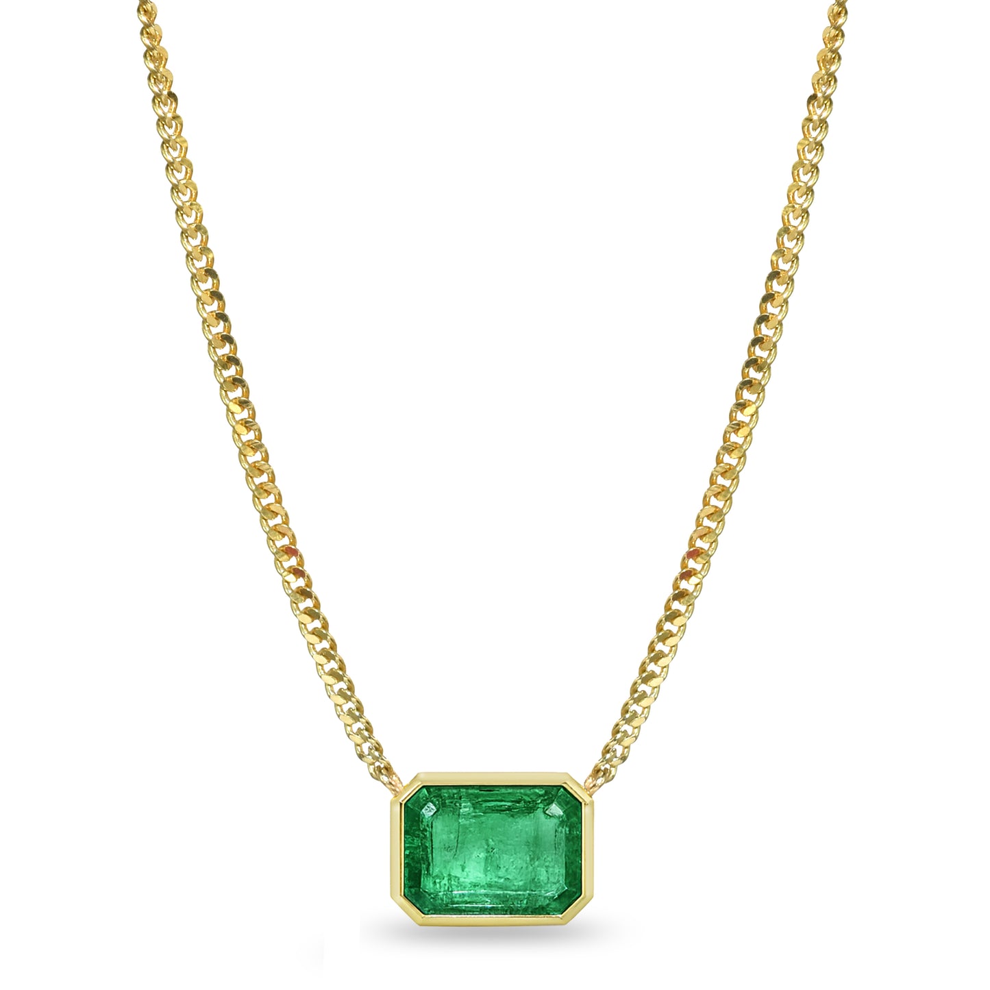 14k Emerald Rectangle Bezel Necklace