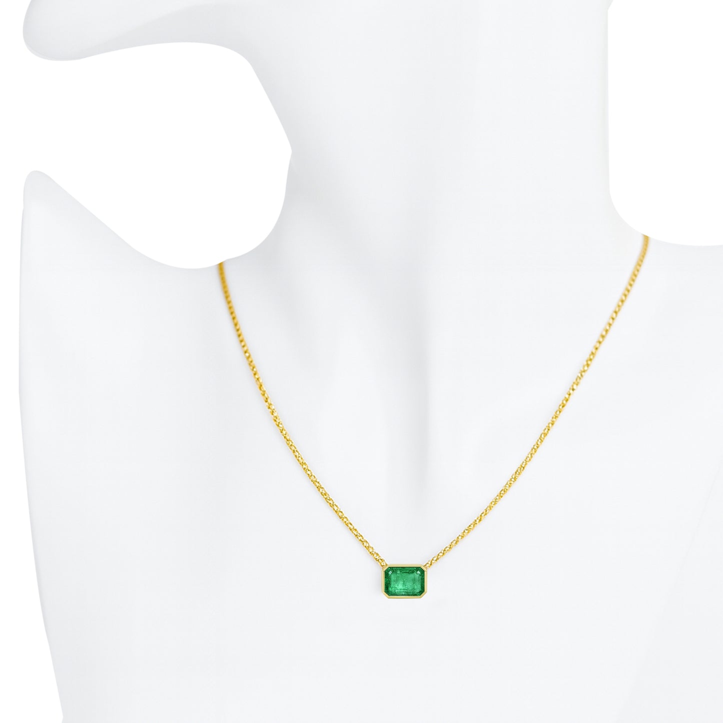 14k Emerald Rectangle Bezel Necklace