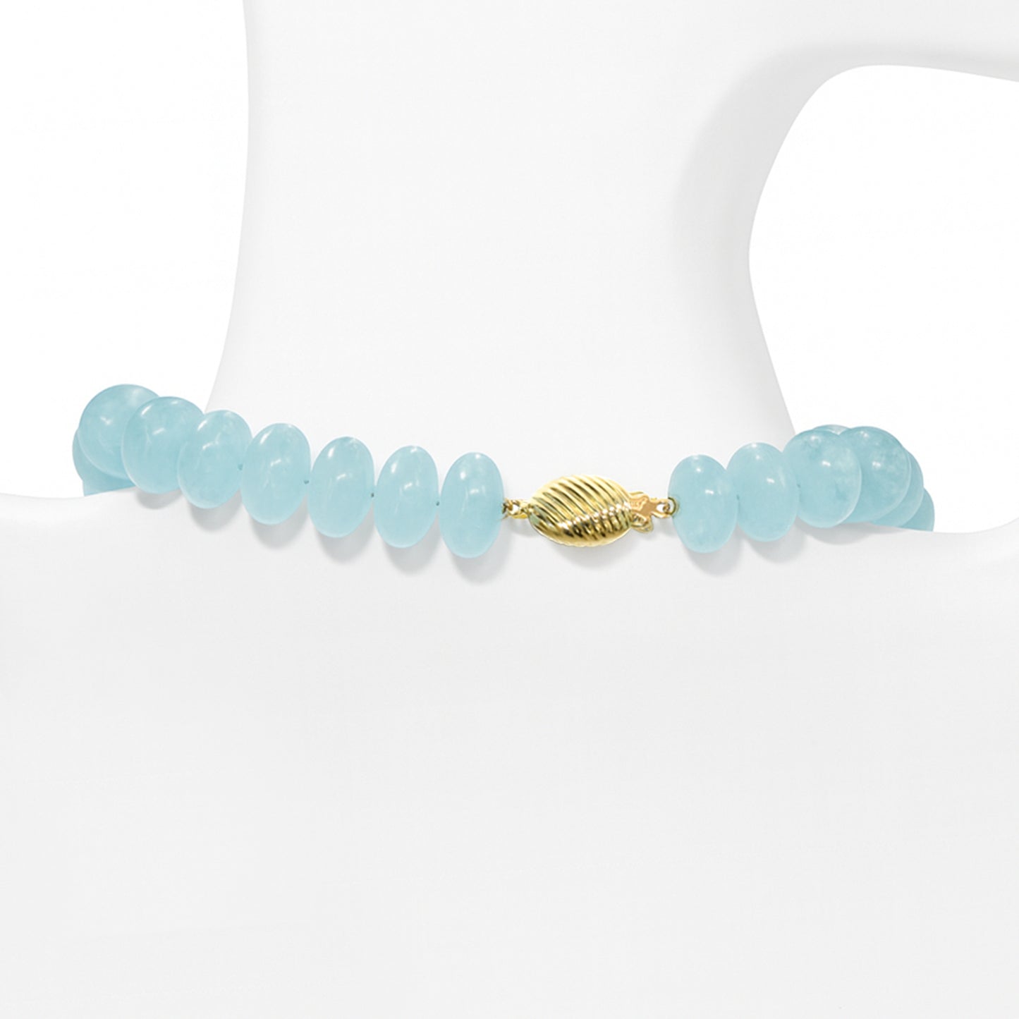 14k Aquamarine Smooth Roundel Knotted Necklace