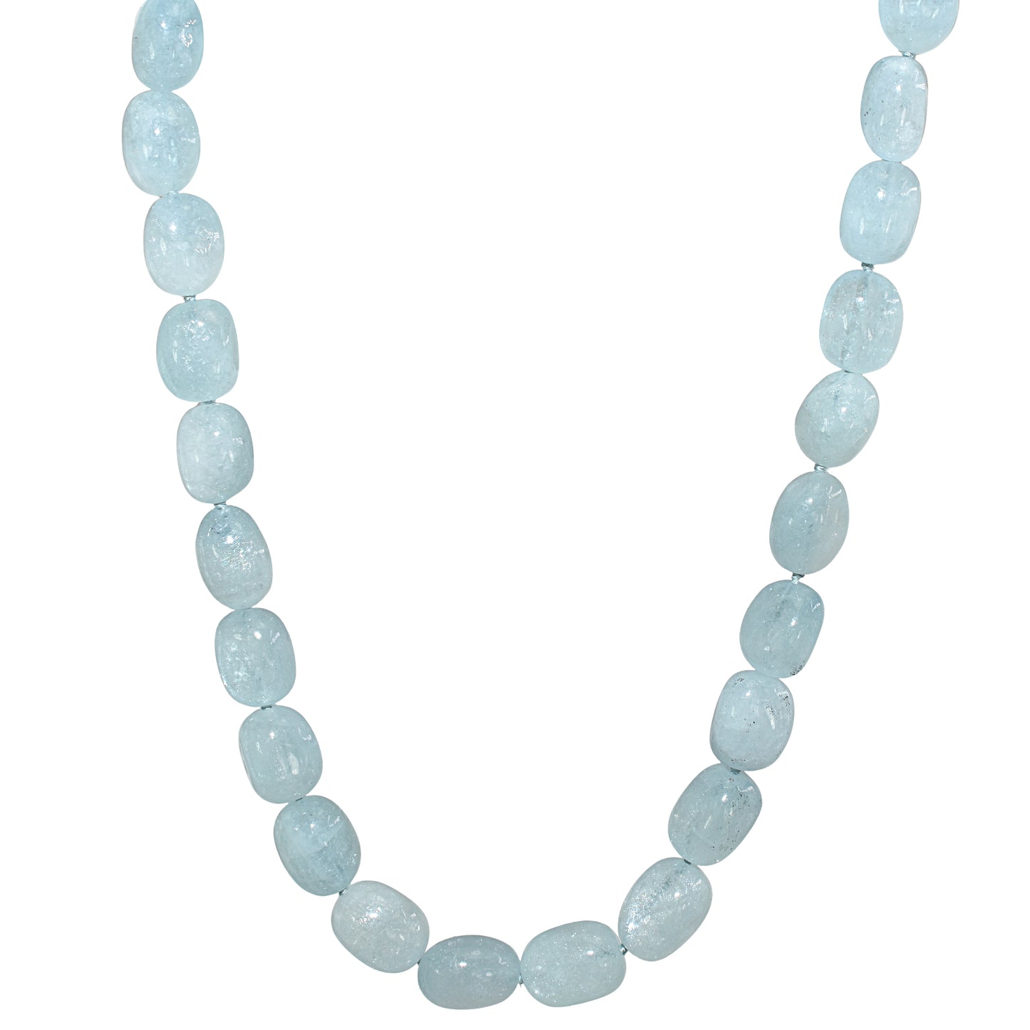 14k Aquamarine Nugget Knotted Necklace