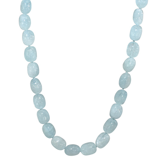 14k Aquamarine Nugget Knotted Necklace