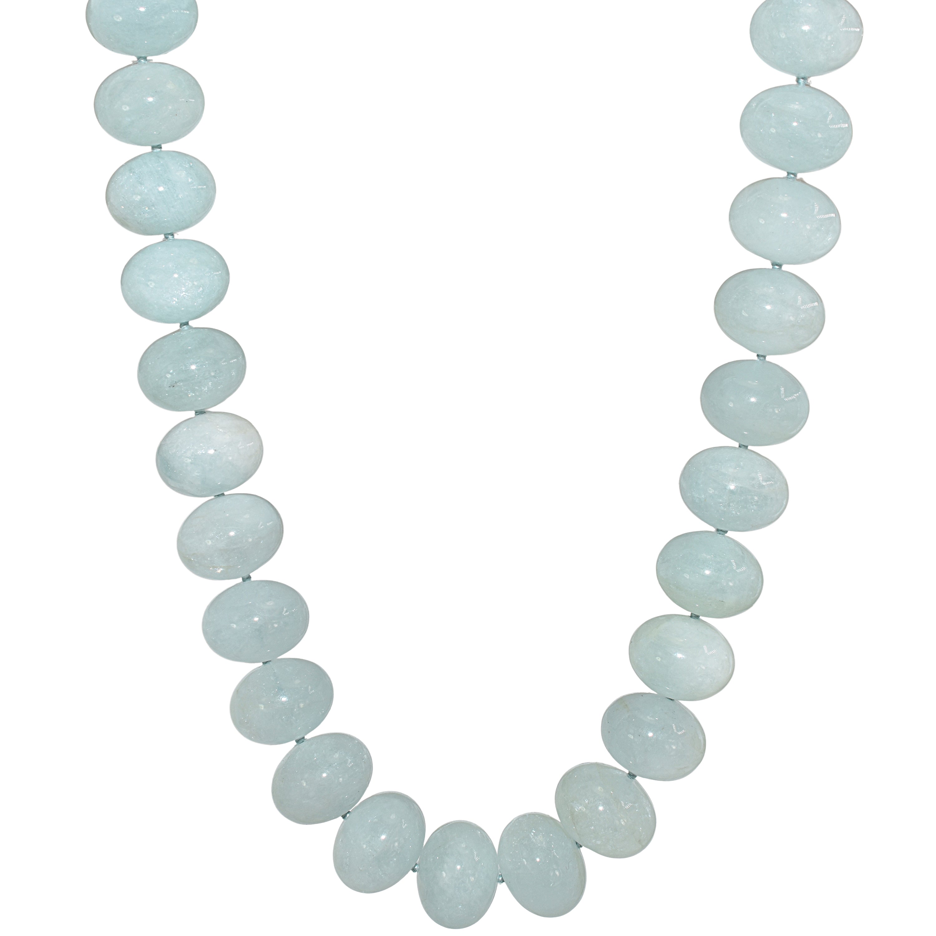 14k Aquamarine Roundel Knotted Necklace