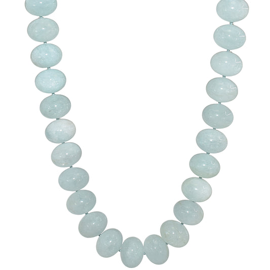 14k Aquamarine Roundel Knotted Necklace