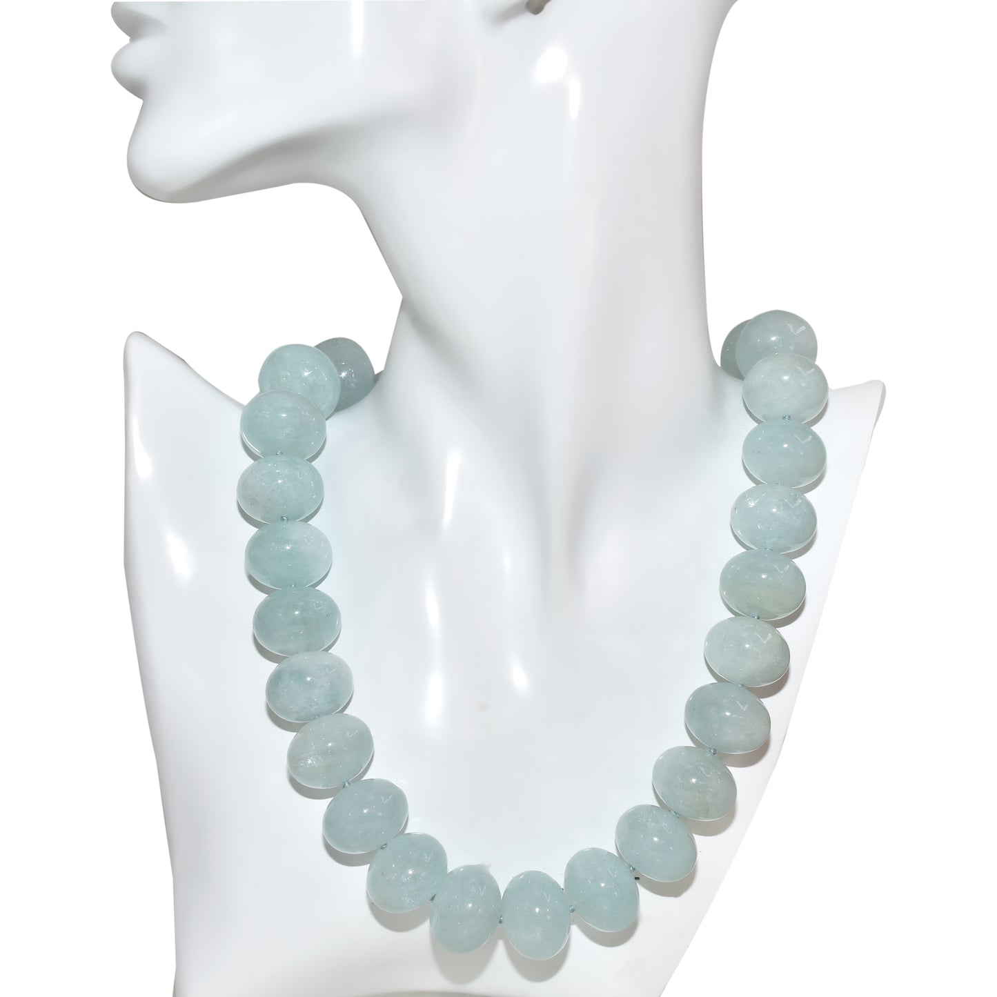 14k Aquamarine Roundel Knotted Necklace