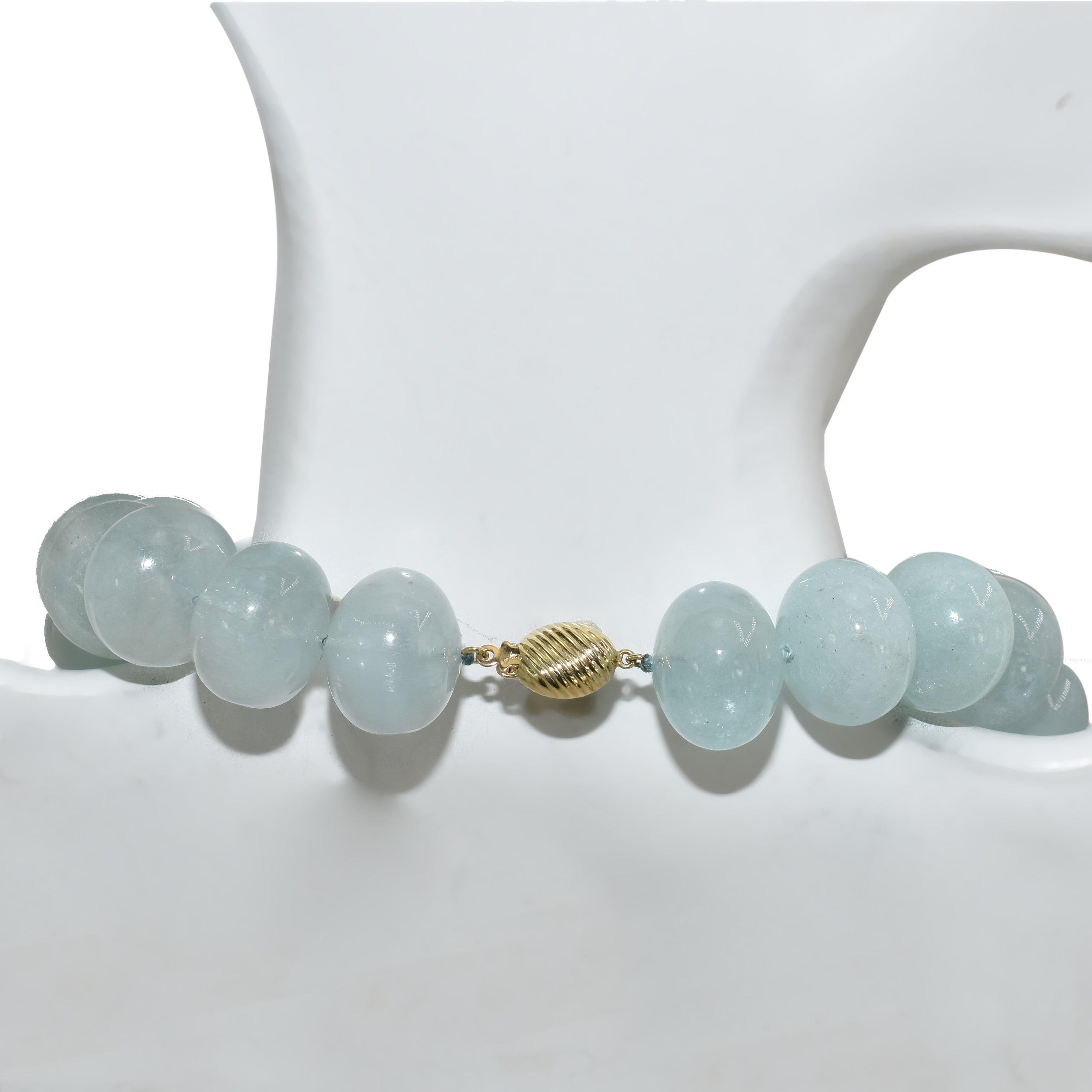 14k Aquamarine Roundel Knotted Necklace