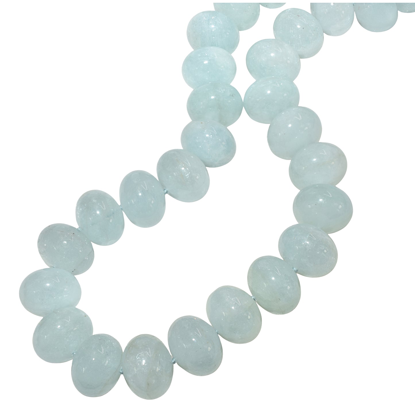 14k Aquamarine Roundel Knotted Necklace
