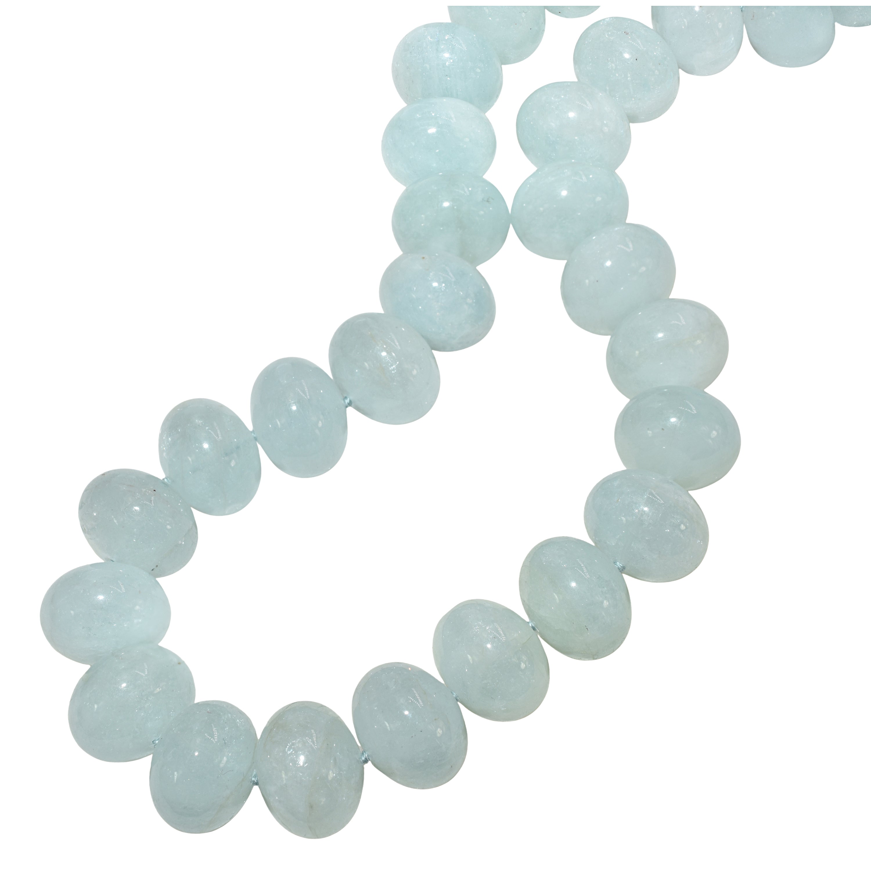 14k Aquamarine Roundel Knotted Necklace