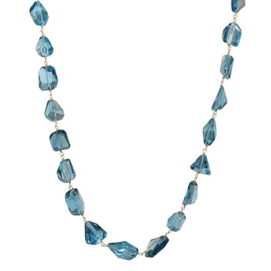 14k London Blue Topaz Nugget Link Necklace