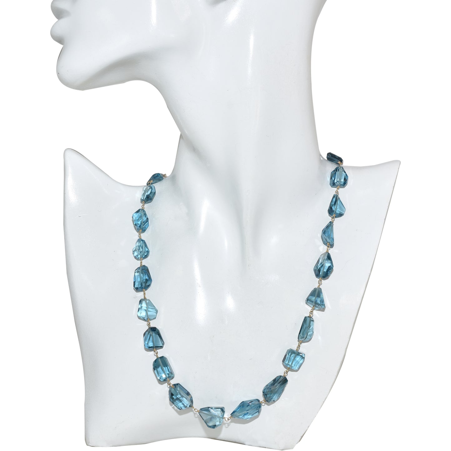 14k London Blue Topaz Nugget Link Necklace