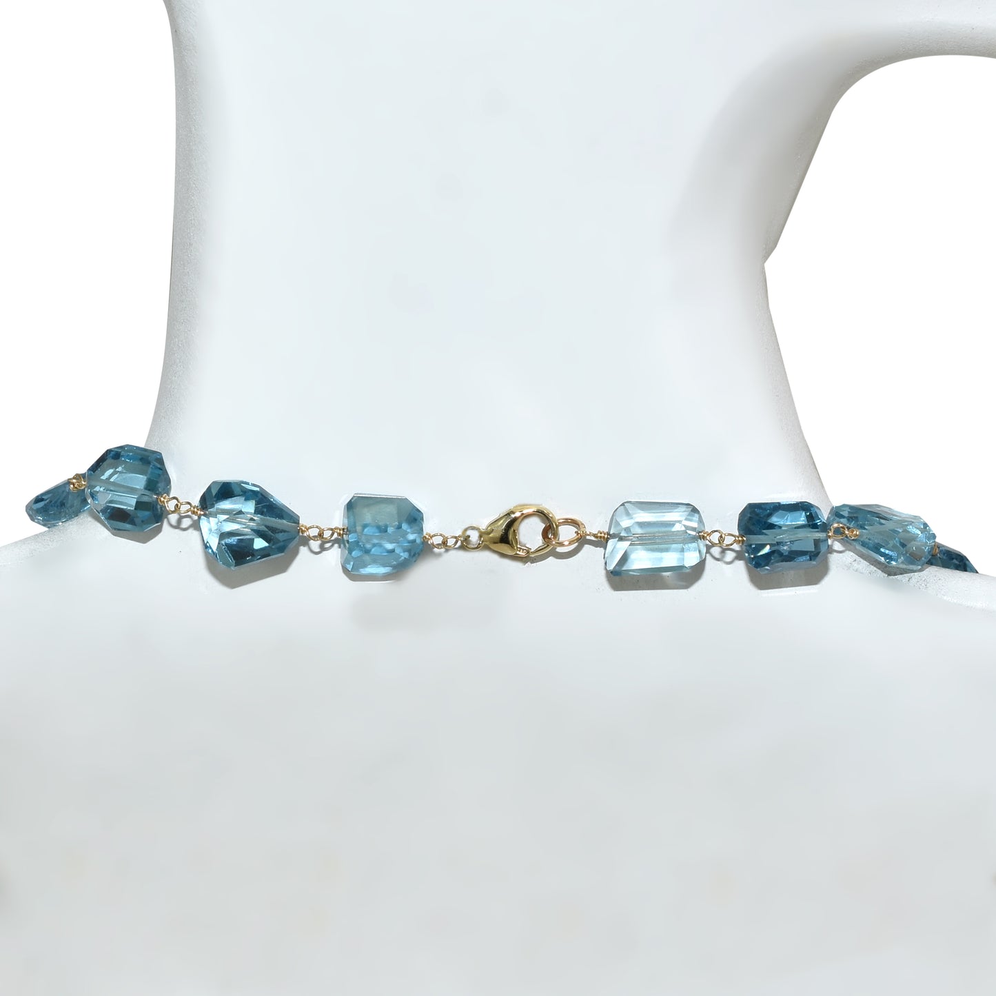 14k London Blue Topaz Nugget Link Necklace