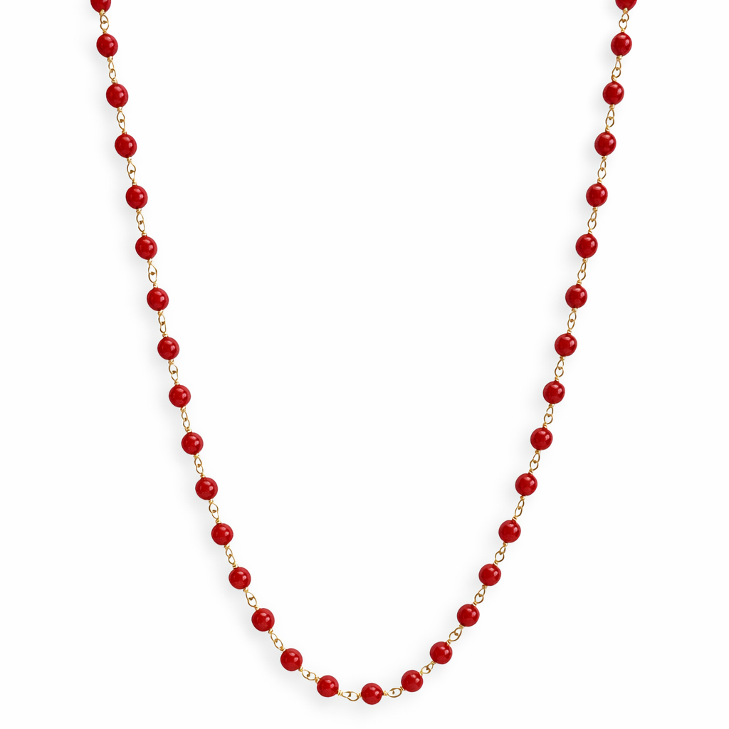 14k Red Coral Link Necklace