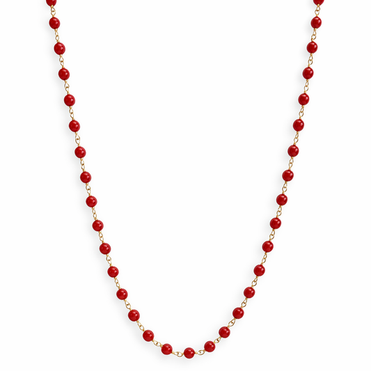 14k Red Coral Link Necklace