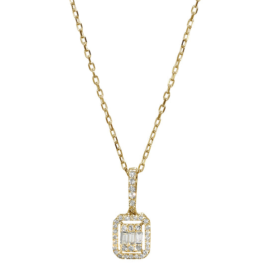 14k Diamond Square Necklace