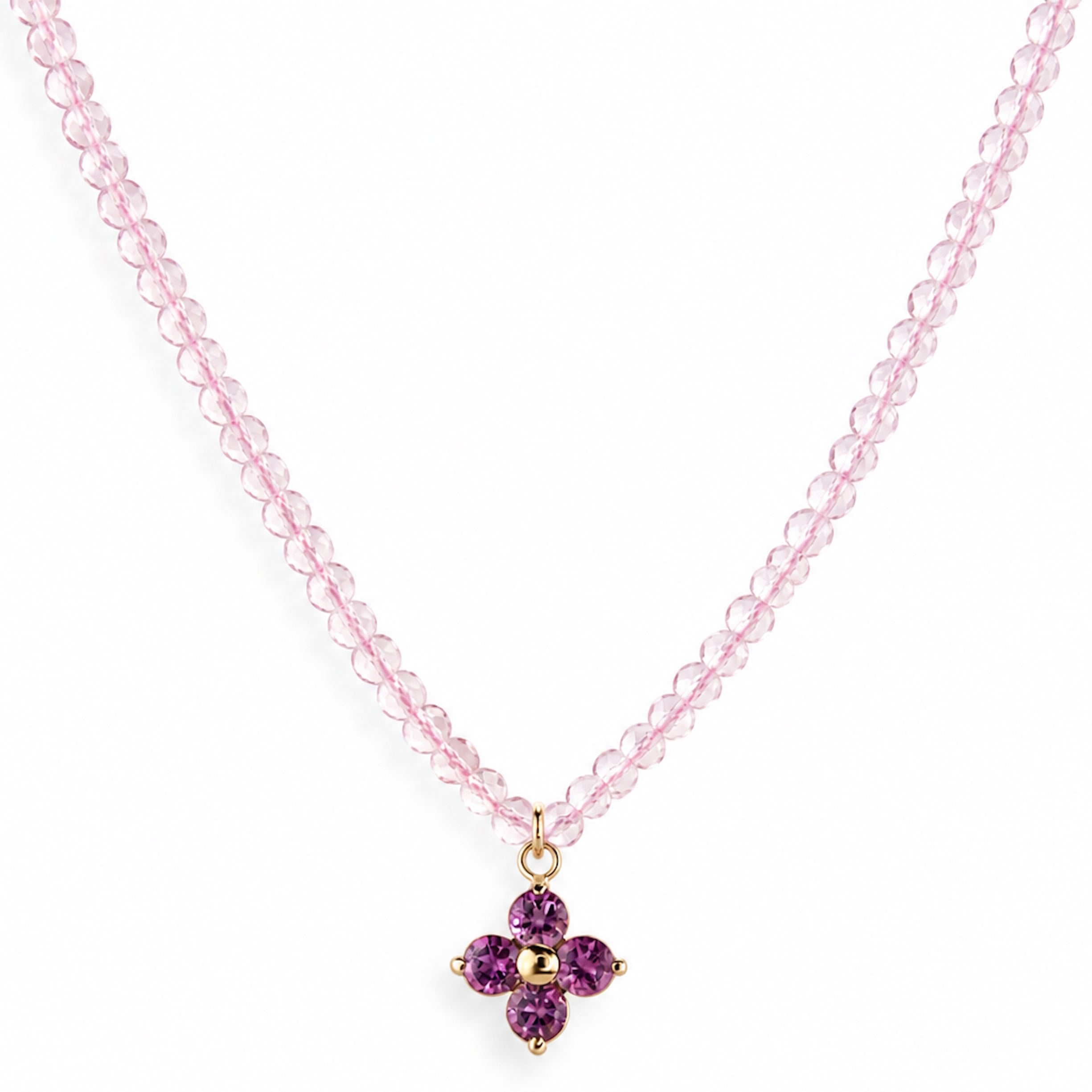 14k Gemstones Small Beads with Mix Pendant Necklace
