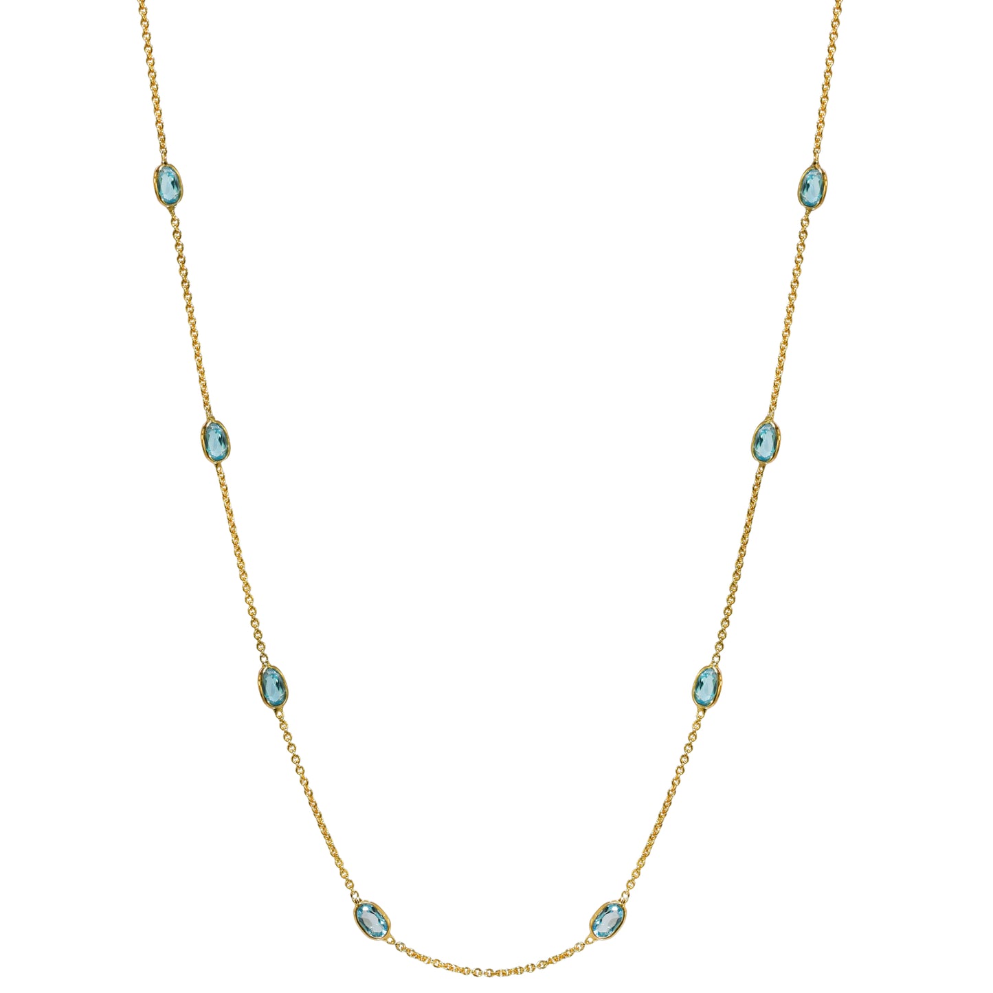 14k Blue Topaz Pear Bezel Necklace