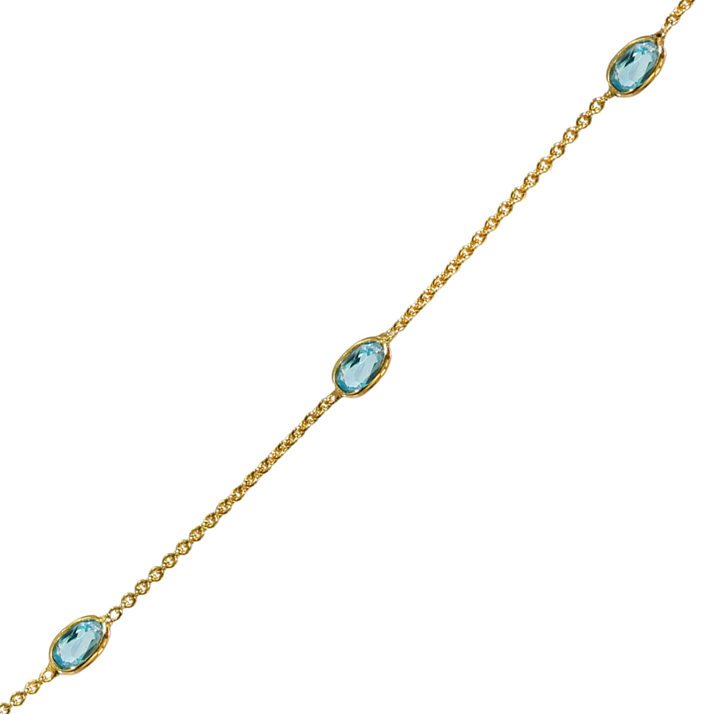 14k Blue Topaz Pear Bezel Necklace