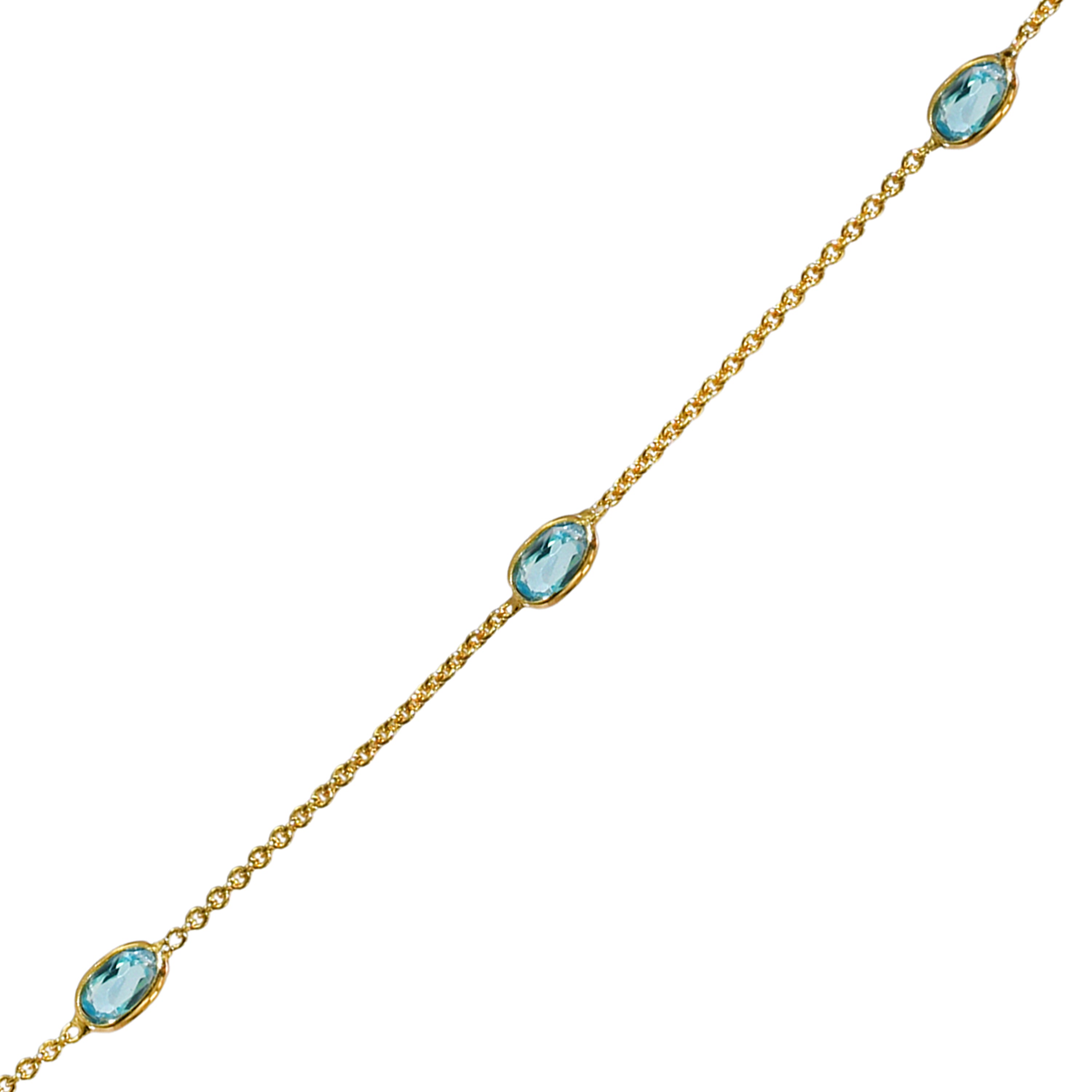 14k Blue Topaz Pear Bezel Necklace