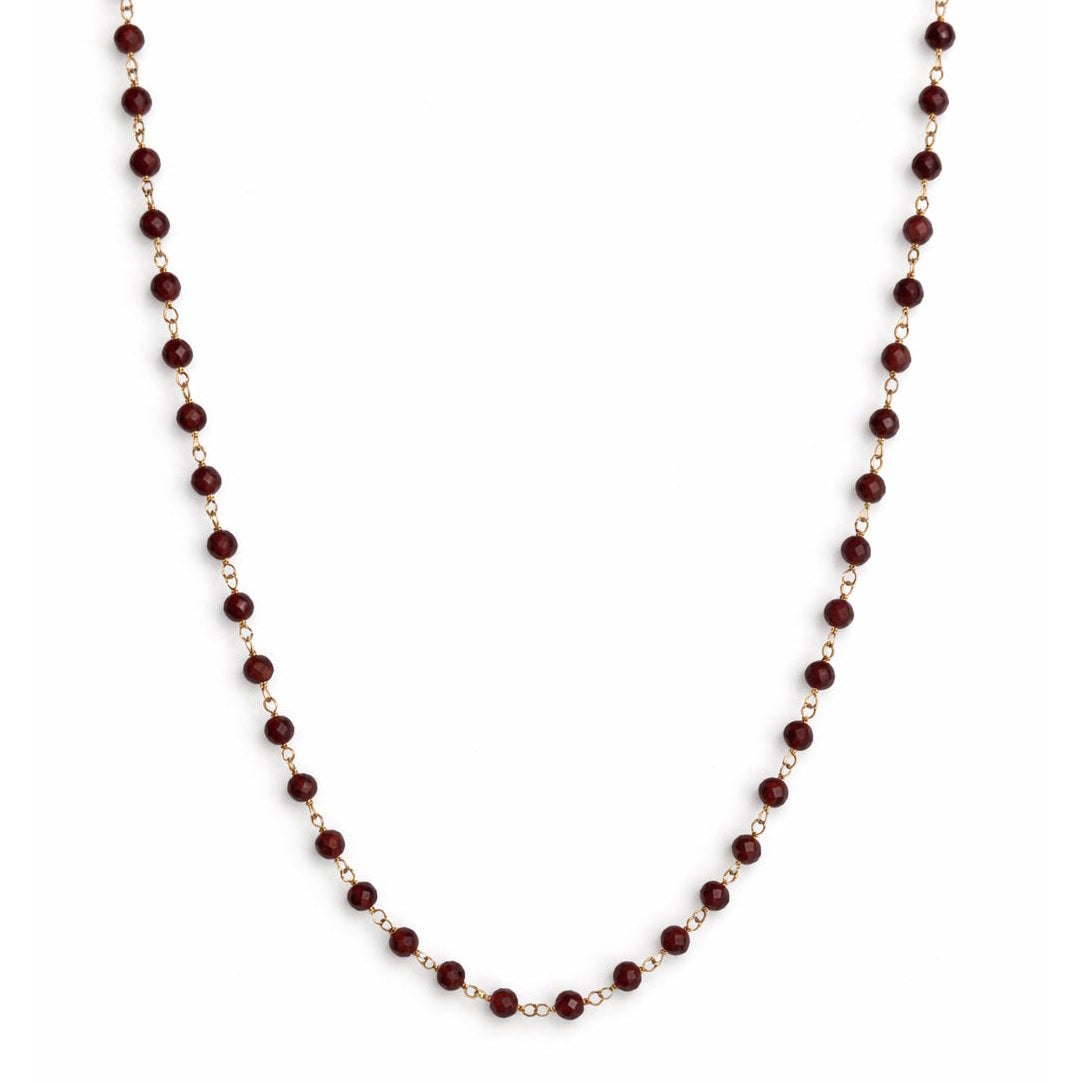 14k Garnet Faceted Round Link Necklace