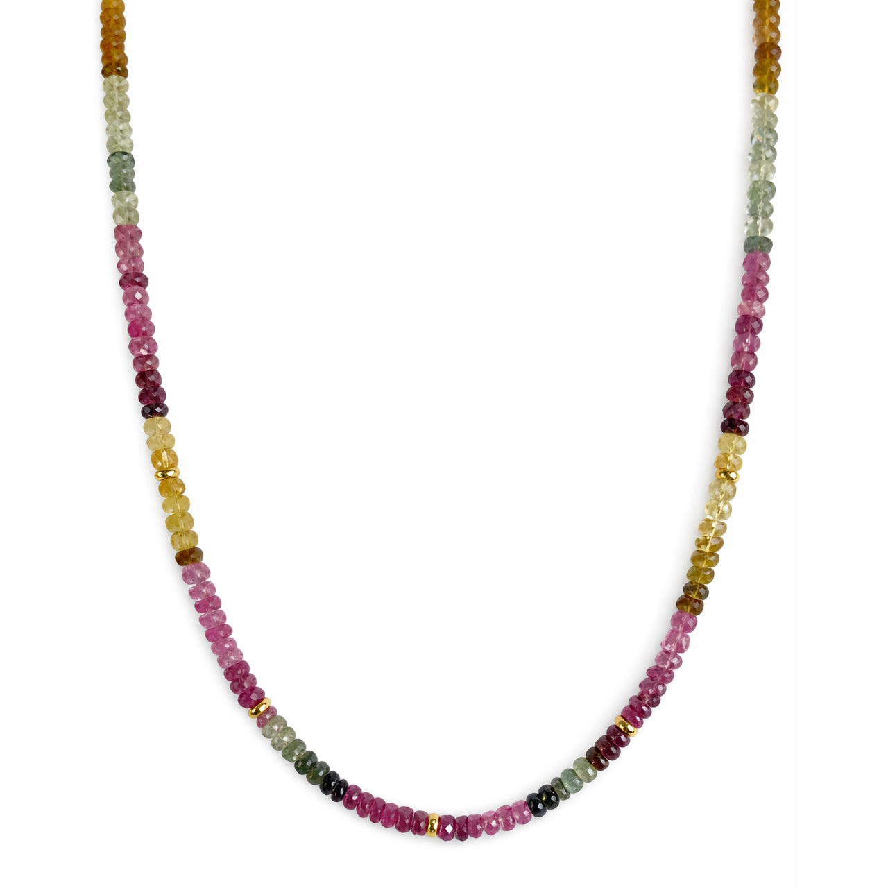 14k Gemstones & Gold Roundel Necklace
