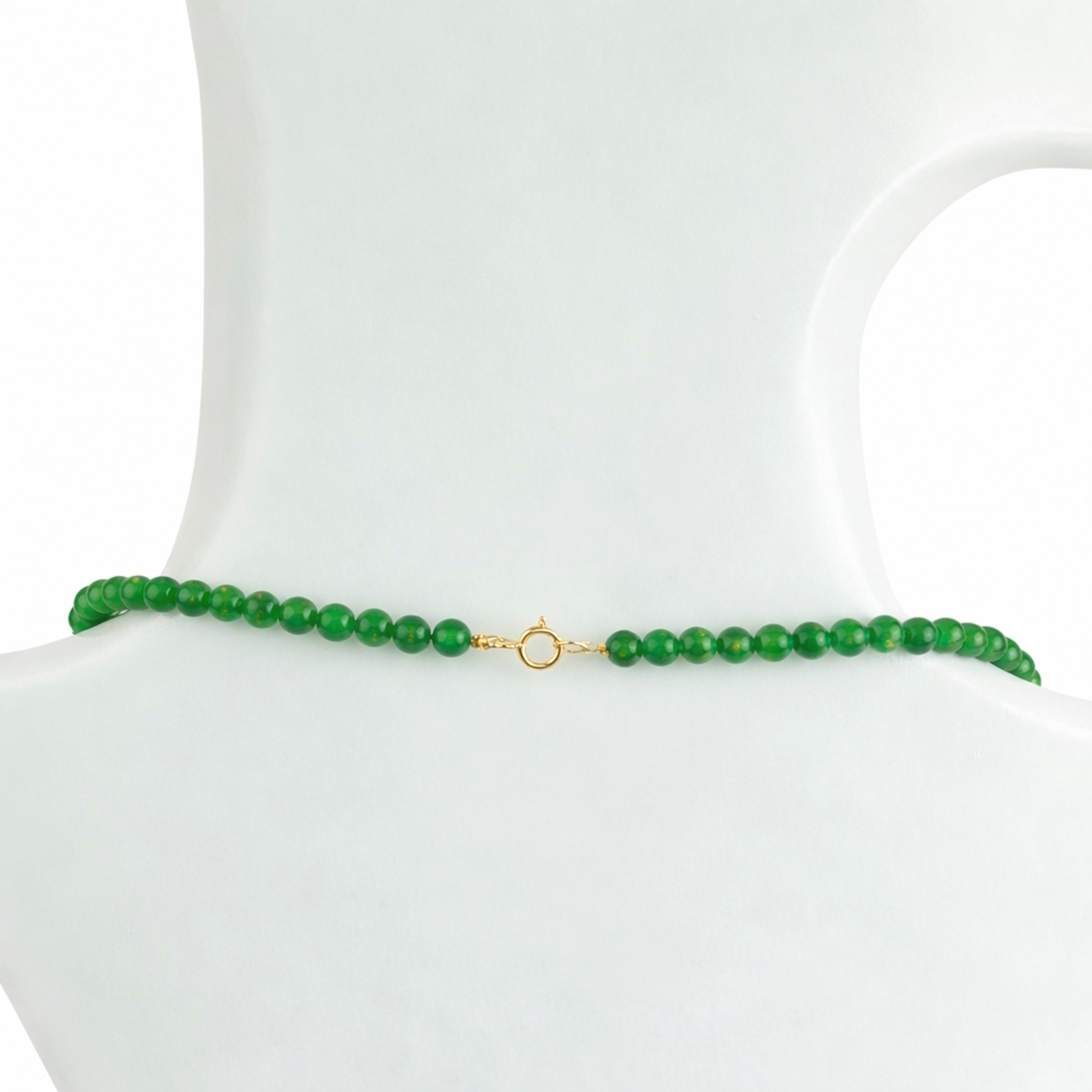 14k Green Jade Carved Bead Center Necklace