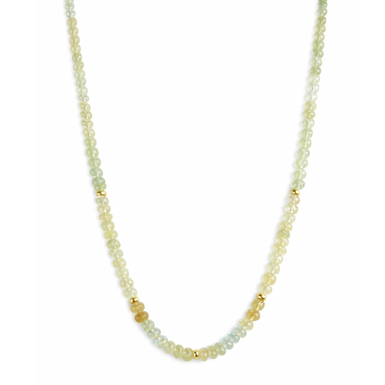 14k Shaded Prehnite Gold Roundel Necklace