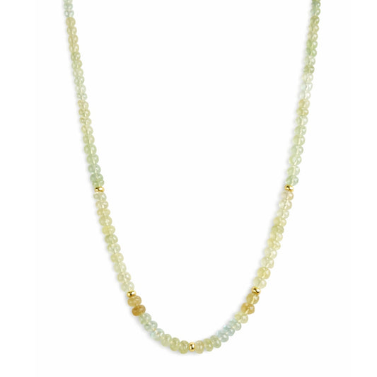 14k Shaded Prehnite Gold Roundel Necklace
